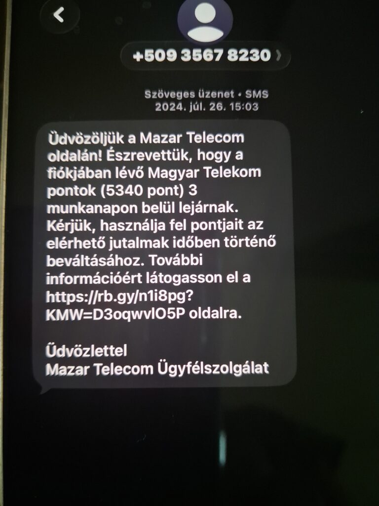 adathalász sms példa